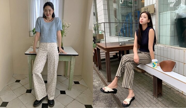 Họa tiết kẻ sọc hoặc hoa nhí đem đến cảm giác bay bổng, nhẹ nhàng cho chiếc quần.