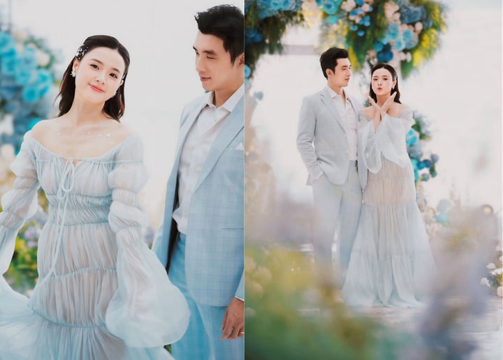 Vợ chồng Midu kỷ niệm một năm cưới.