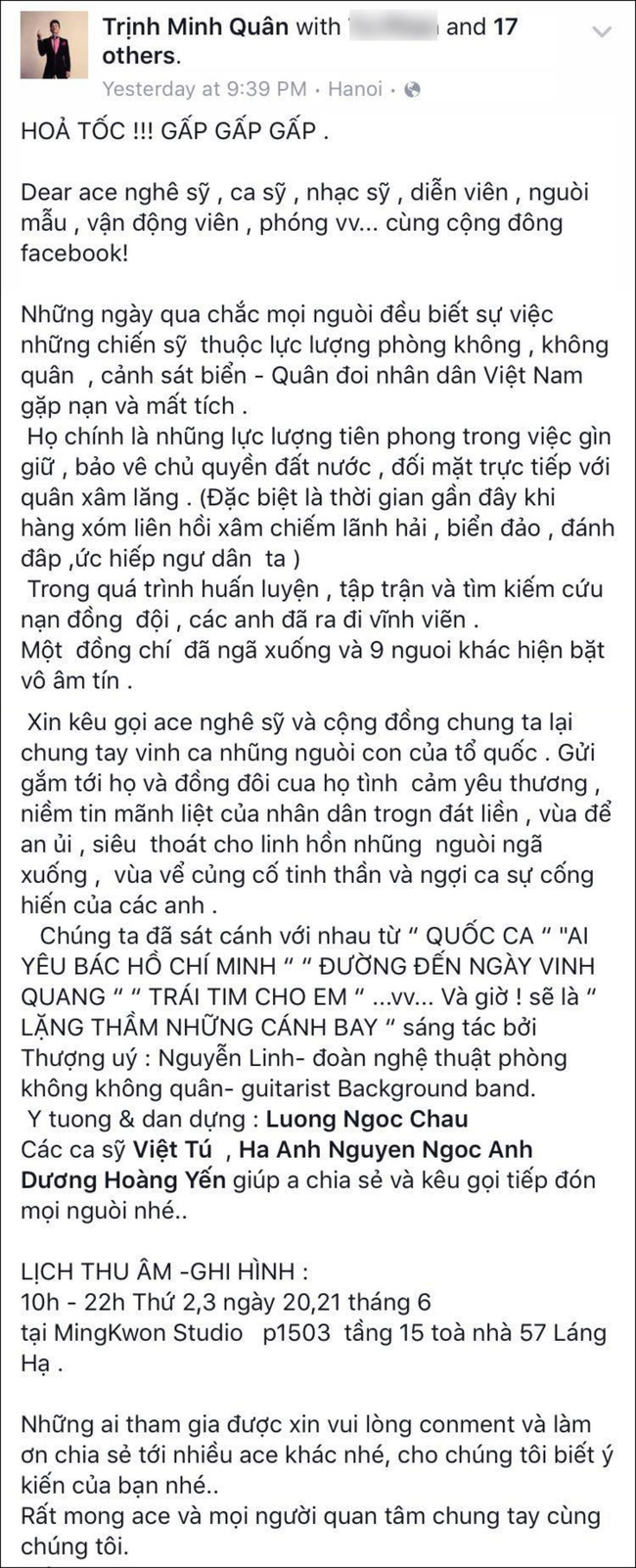 Sao Việt bày tỏ sự bàng hoàng, tiếc thương đến tai nạn máy bay CASA-212 - Ảnh 10.